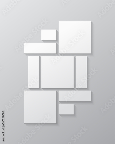Vector empty collage nine frames, images photo