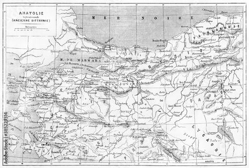 Anatolia old map. Ancient grey tone etching style art by  Vuillemin, Erhard and Bonaparte, Le Tour du Monde, Paris, 1861 photo