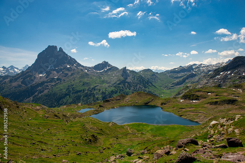Fototapeta Naklejka Na Ścianę i Meble -  Pic du Midi Ossau and Ayous lake in french Pyrenees mountains