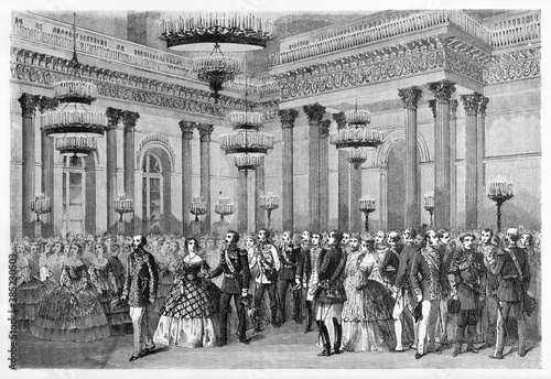 Bilde på lerret court ball in a large elegant people crowded hall in Saint Petersburg, Russia