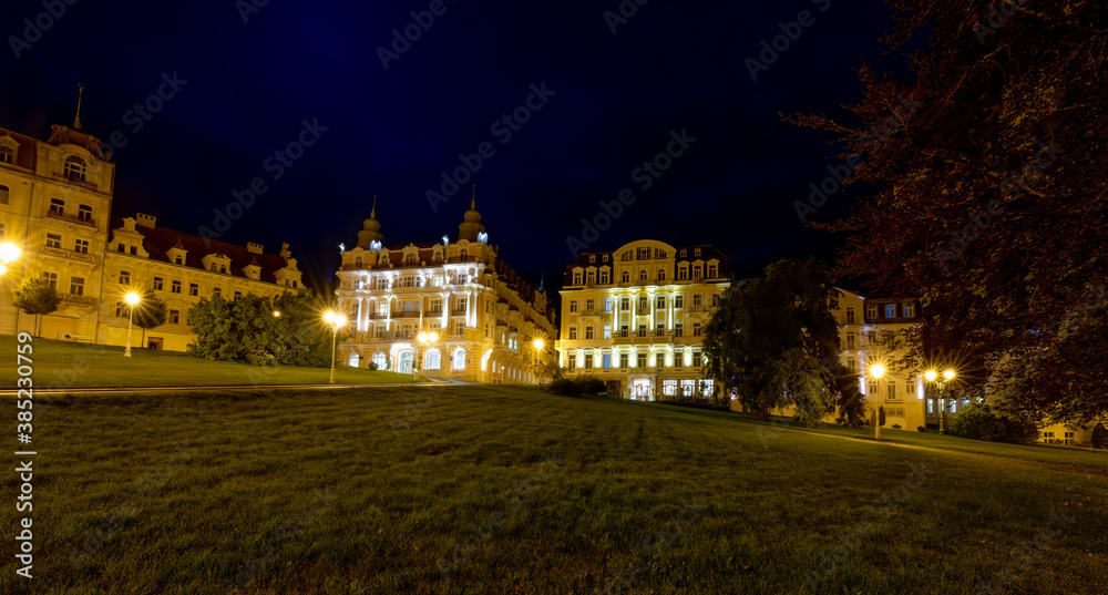 Night photo of spa architecture - Marianske Lazne (Marienbad) - Czech Republic