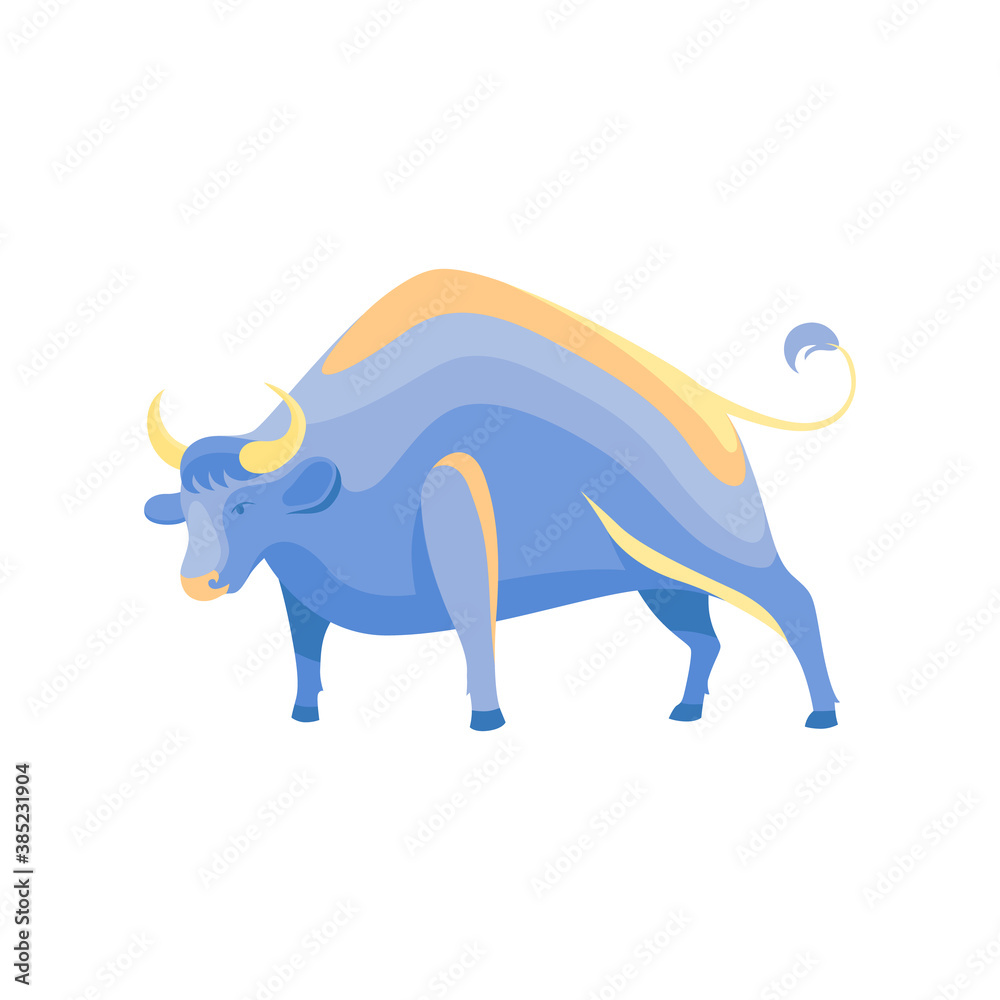 Fototapeta premium Astrology Chinese Bull, Ox vector illustration Magic ox zodiac sign