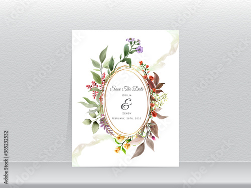 elegant wedding invitation template with forget me not illustration