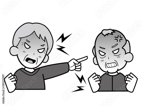 激しく口論するおじいさん2人