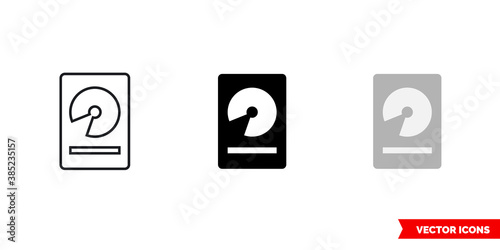 HDD icon of 3 types color, black and white, outline. Isolated vector sign symbol. © Dsgnteam