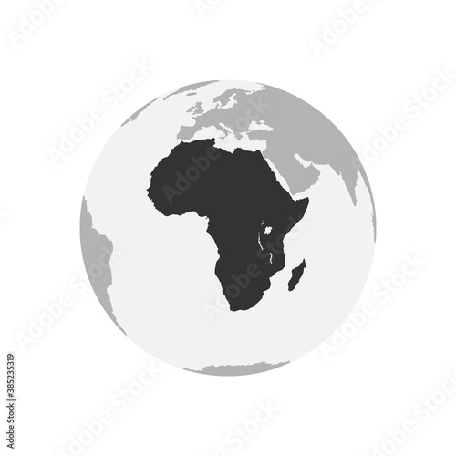 Africa Continent map. Earth Globe. World Map in circle. Globes web icon. Vector illustration