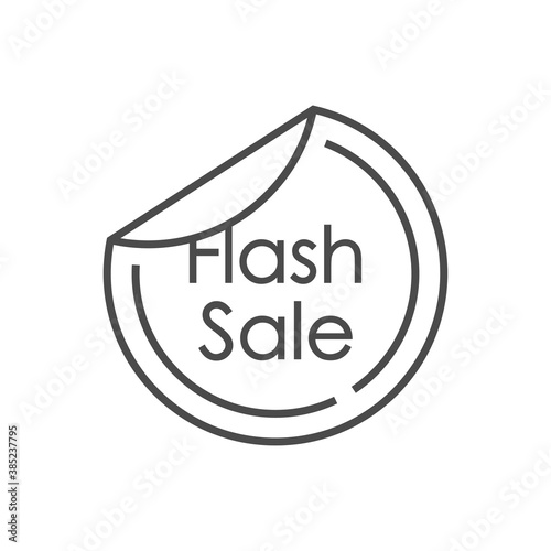 Logotipo lineal con texto Flash Sale en pegatina doblada en color gris