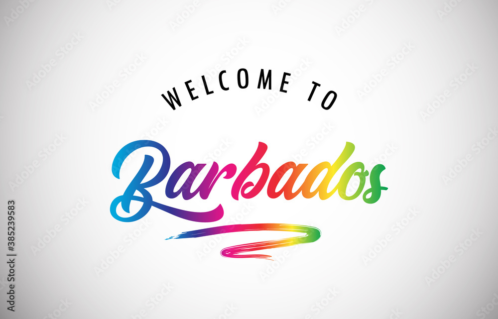 Barbados Welcome To Message in Beautiful and HandWritten Vibrant Modern Gradients Vector Illustration.