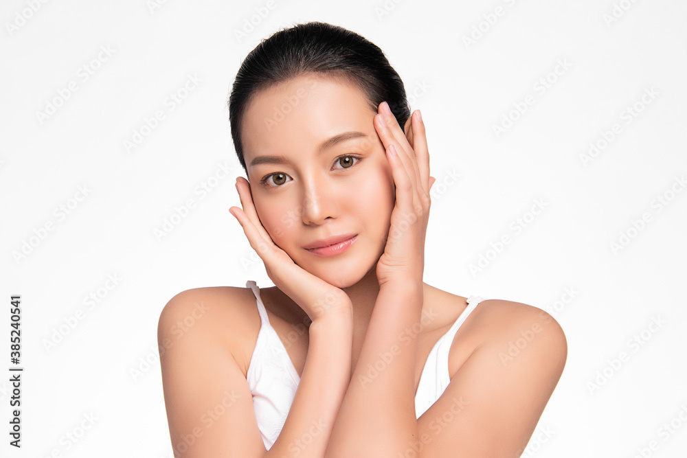 Beautiful young asian woman with clean fresh skin on white background, Face care, Facial treatment, Cosmetology, beauty and spa, Asian women portrait Beautiful young asian woman with clean fresh skin on white background, Face care, Facial treatment, Cosmetology, beauty and spa, Asian women portrait