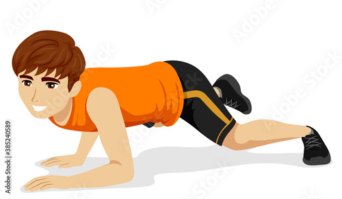 Teen Boy Exercise Crouching Tiger Illustration