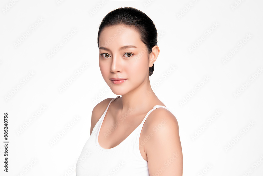 Beautiful young asian woman with clean fresh skin on white background, Face care, Facial treatment, Cosmetology, beauty and spa, Asian women portrait Beautiful young asian woman with clean fresh skin on white background, Face care, Facial treatment, Cosmetology, beauty and spa, Asian women portrait
