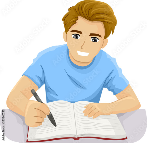 Teen Boy Speed Reading Technique Pen Point