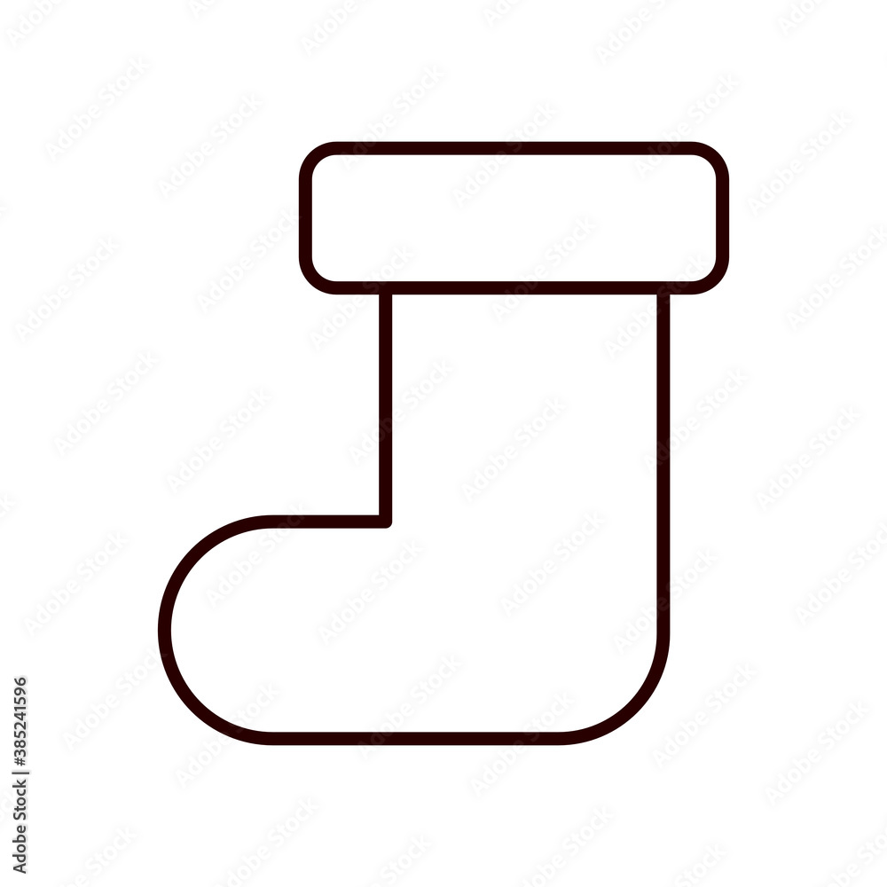 Sock outline icon isolated on white background, christmas socks, vector illustration. Sock outline icon isolated on white background, christmas socks, vector illustration.