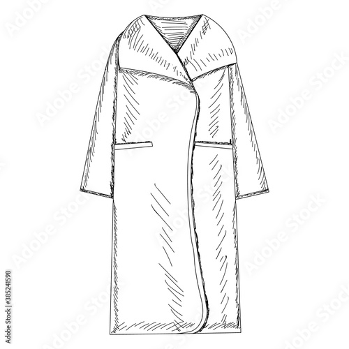 vector, isolated, sketch with lines female coat