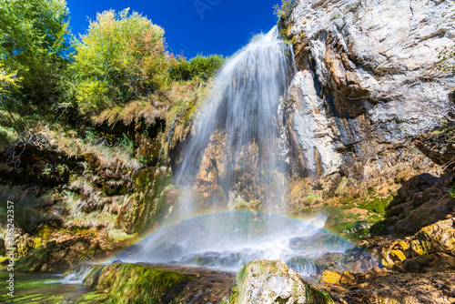 Watermill waterfall near Jucar river source  long exposure