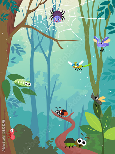 Bugs Leaves Forest Illustra...