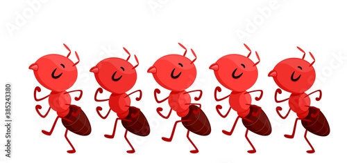 Mascot Ants Marching Forward Illustration