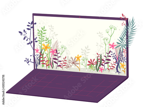 Laptop Plants Design Illust...