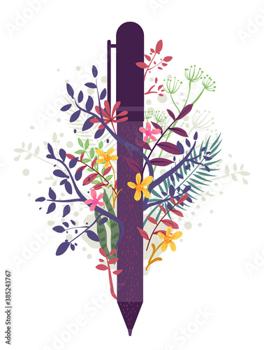 Pen Plants Design Illustration