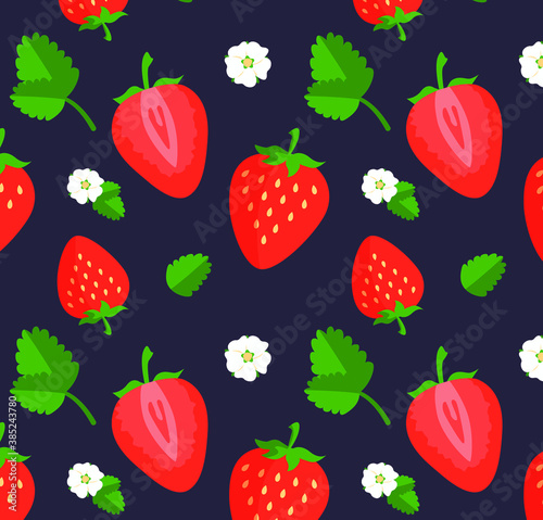 Fototapeta Naklejka Na Ścianę i Meble -  seamless pattern with strawberries