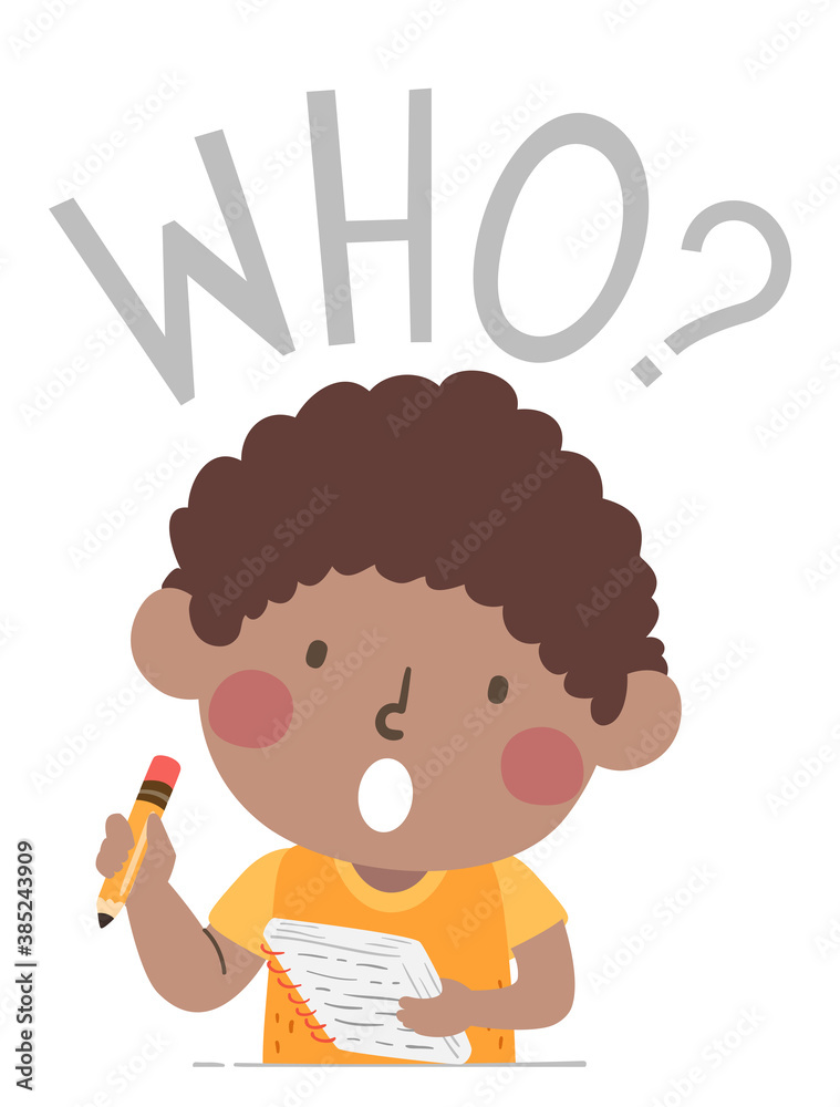 Kid Boy Journalism Question Who Illustration Kid Boy Journalism Question Who Illustration