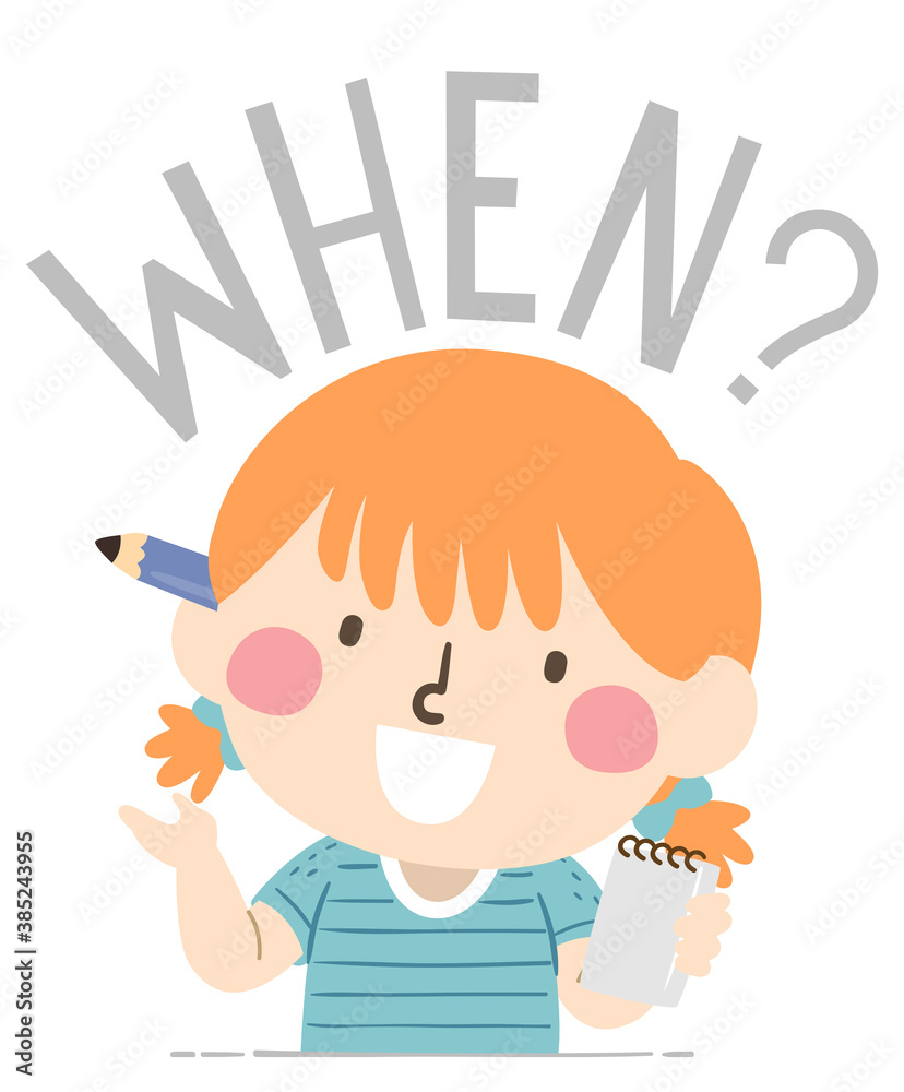 Kid Girl Journalism Question When Illustration Kid Girl Journalism Question When Illustration