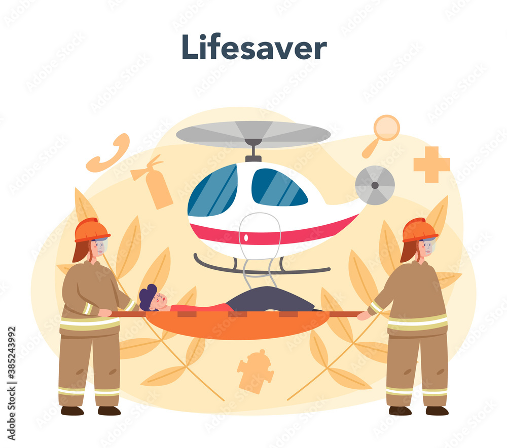 Fototapeta premium Urgency rescuer help . Ambulance lifeguard in uniform assisting