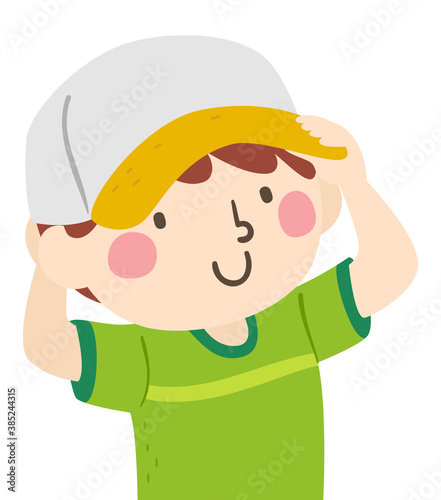 Kid Boy Wear Cap Illustration