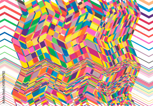 mosaic background, tessellation pattern. vibrant wavy, waving and undulate,billowy illustration. abstract vector art. ripple, corrugated, zig-zag and criss-cross weird,strange structure element
