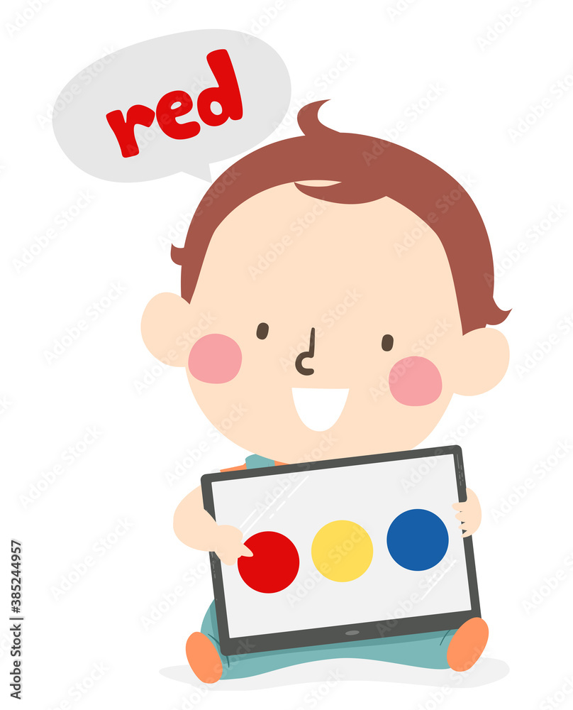 Kid Toddler Boy Learn Color Tablet Illustration Kid Toddler Boy Learn Color Tablet Illustration