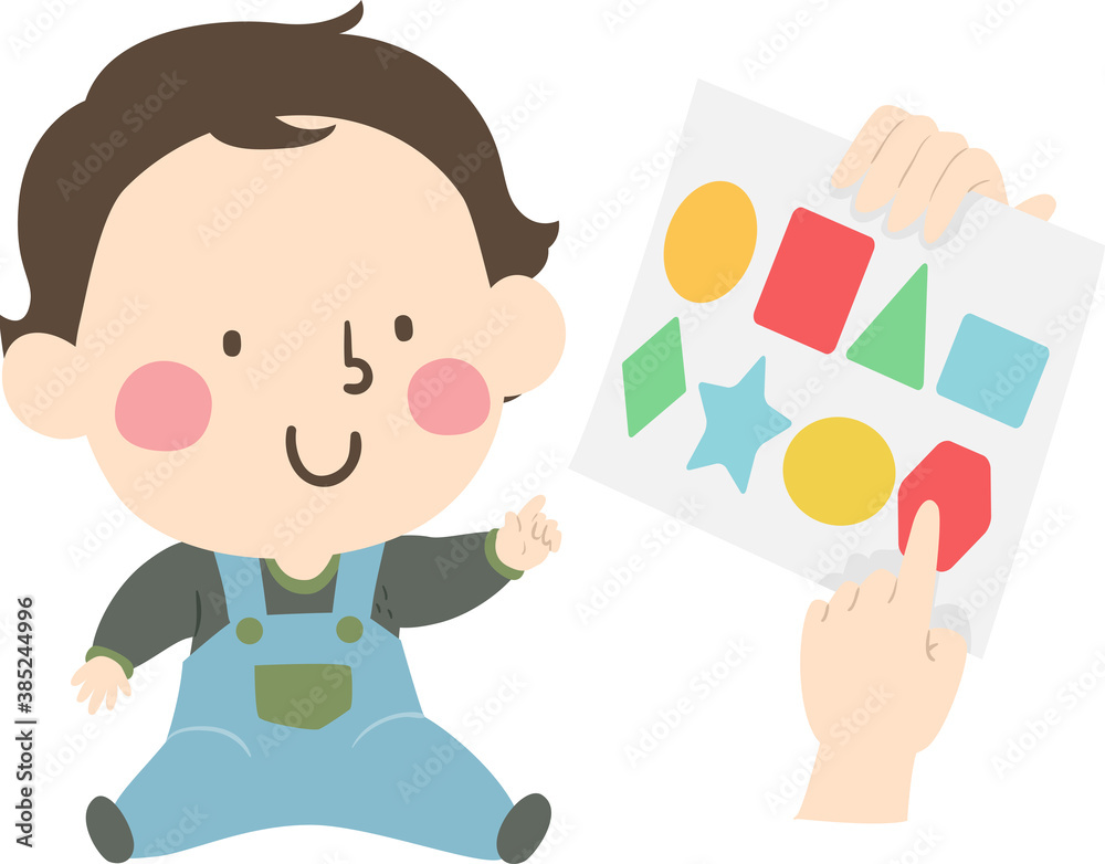 Kid Toddler Boy Learn Shapes Paper Illustration Kid Toddler Boy Learn Shapes Paper Illustration