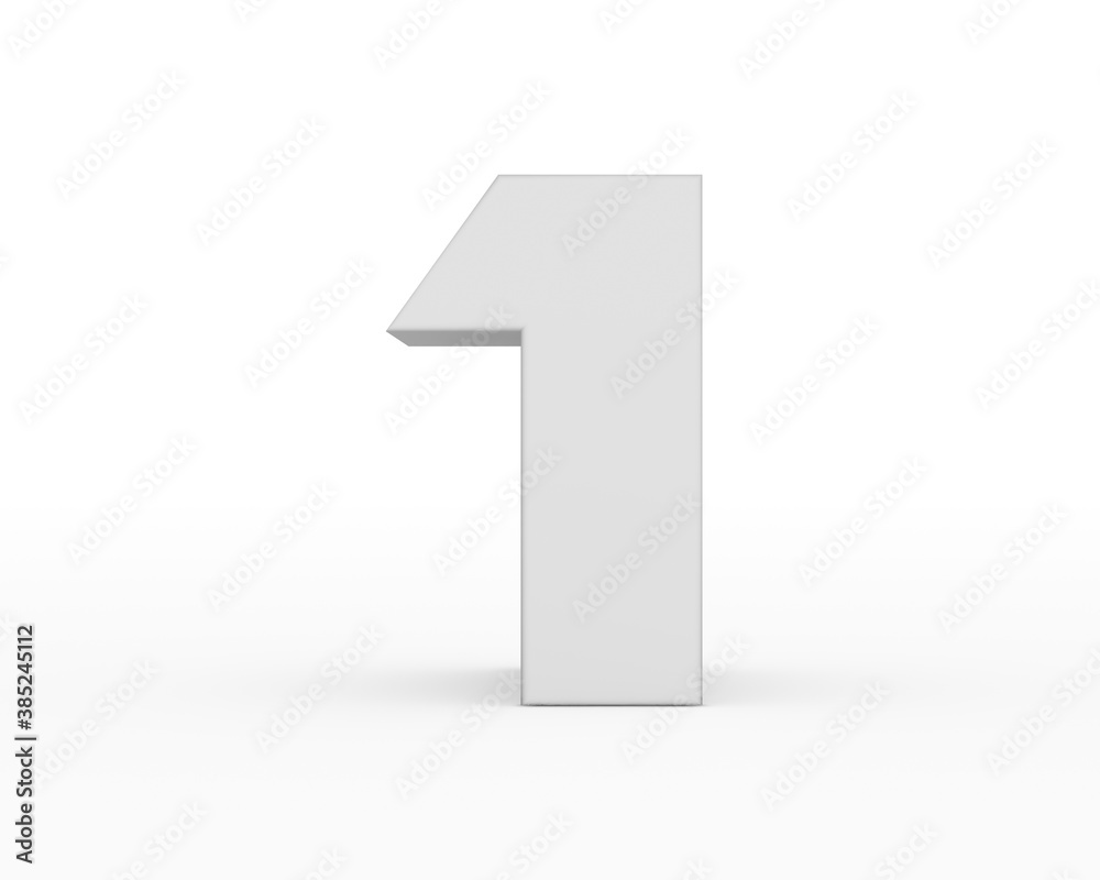 Number 1 - white gray futuristic 3d font standing isolated on white background Number 1 - white gray futuristic 3d font standing isolated on white background