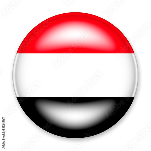 Flag of Yemen in the form of a round button with a light glare and a shadow. The symbol of Independence Day, a souvenir, a button for switching the language on the site, an icon. Free Download Flag of Yemen in the form of a round button with a light glare and a shadow. The symbol of Independence Day, a souvenir, a button for switching the language on the site, an icon. - GFXLoad
