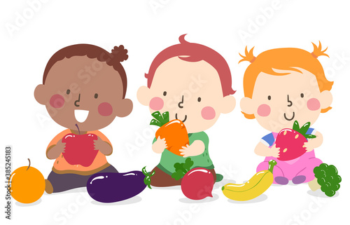 Kids Toddlers Explore Fruit...
