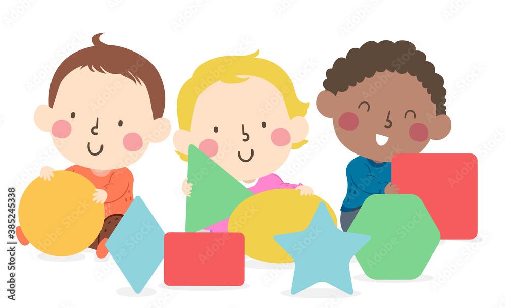 Kids Toddlers Play Shapes Illustration Kids Toddlers Play Shapes Illustration