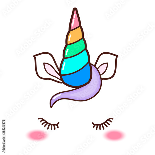Kawaii cute unicorn horn, funny colorful  cartoon.
