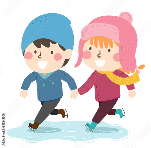 Kids Boy Girl Ice Skating H...