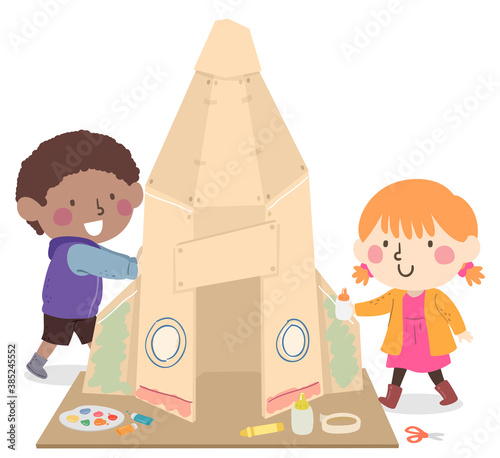 Kids Build Card Board Rocke...