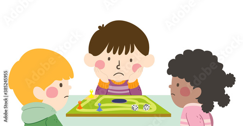 Kids Playing Board Game Bor...