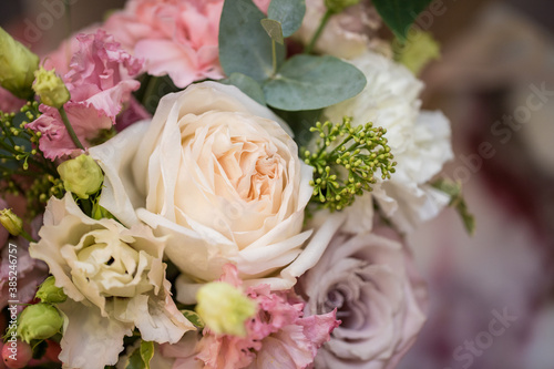 Flower composition. Macro photo. Wedding decor. A Beautiful bouquet of fresh spring flowers.