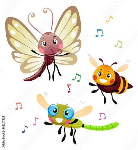 Insects Dance Music Notes Illustration © BNP Design Studio