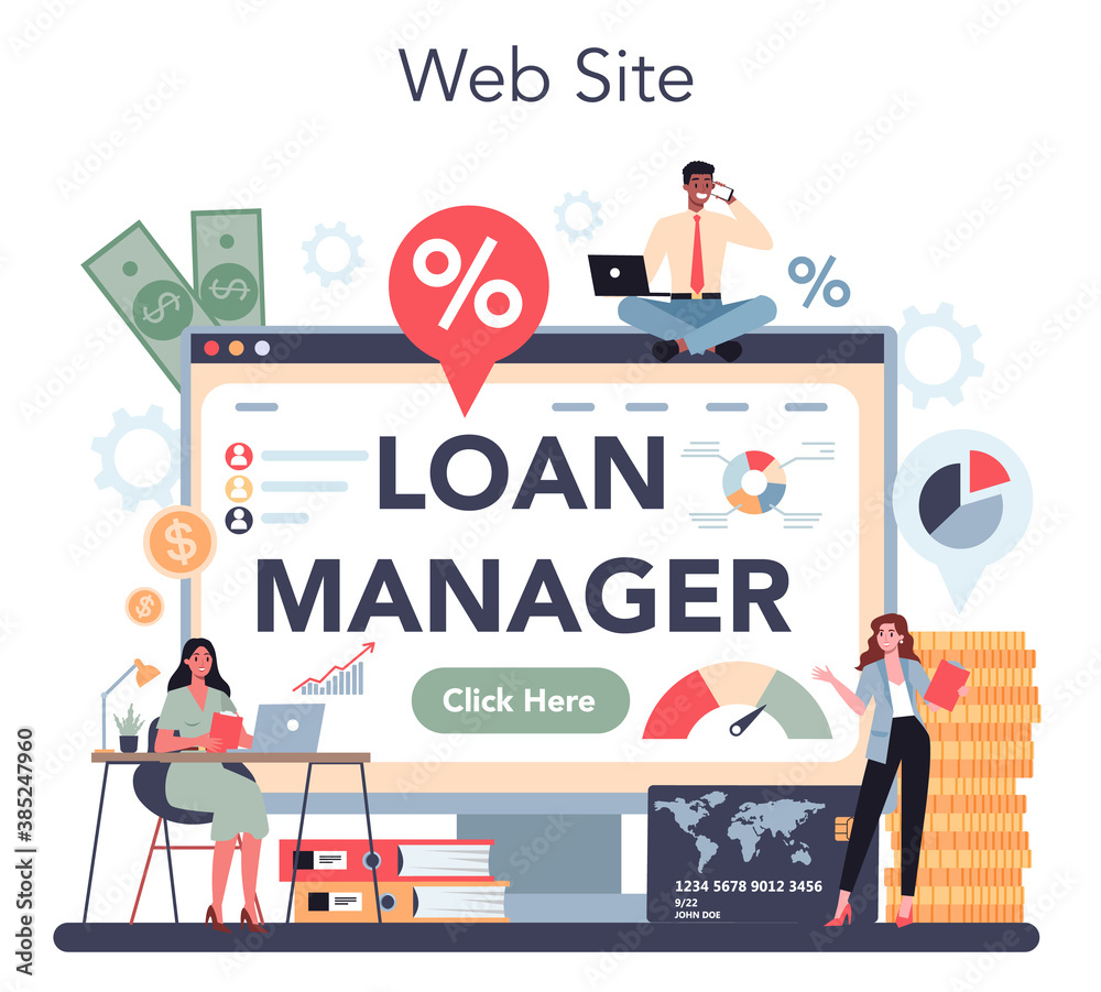 Loan manager online service or platform. Bank employee Loan manager online service or platform. Bank employee
