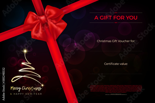 Elegant christmas gift voucher with sample text in separate layer