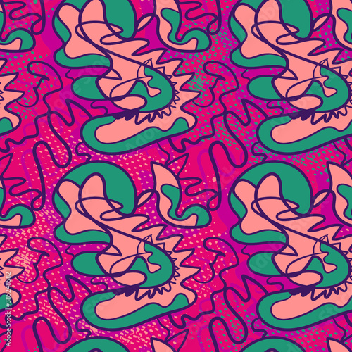 Authentic colored hand drawn seamless pattern