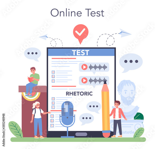 Rhetoric class online service or platform. Voice training and speech