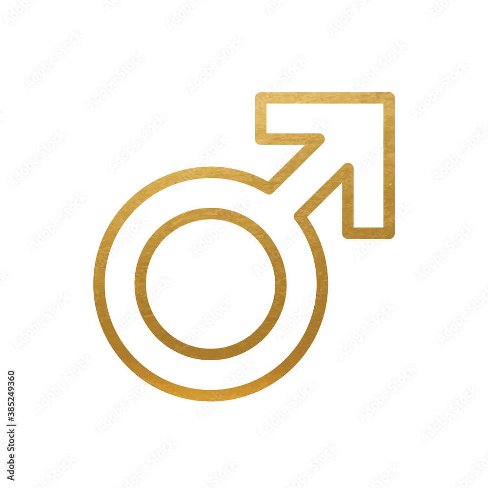 Golden Man Symbol. Male Sign. Vector Icon. Golden Man Symbol. Male Sign. Vector Icon.