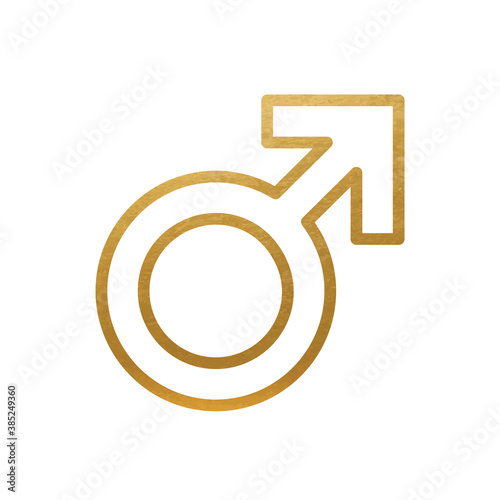 Golden Man Symbol. Male Sign. Vector Icon.