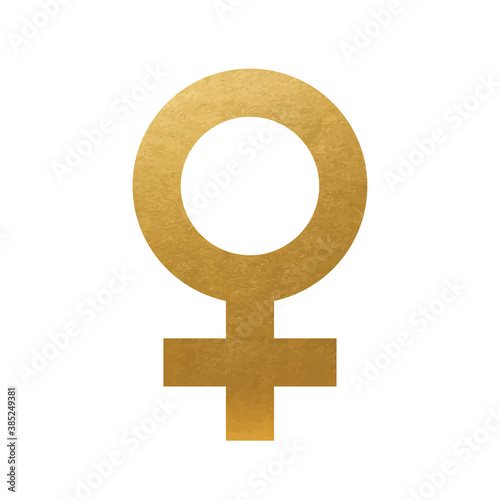 Golden Women Symbol. Female Sign. Vector Icon.
