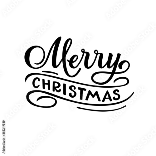Merry Christmas for Happy holidays greeting card. Vector Lettering celebration logo. Typography for winter holidays. Calligraphic poster on white background.Postcard motive