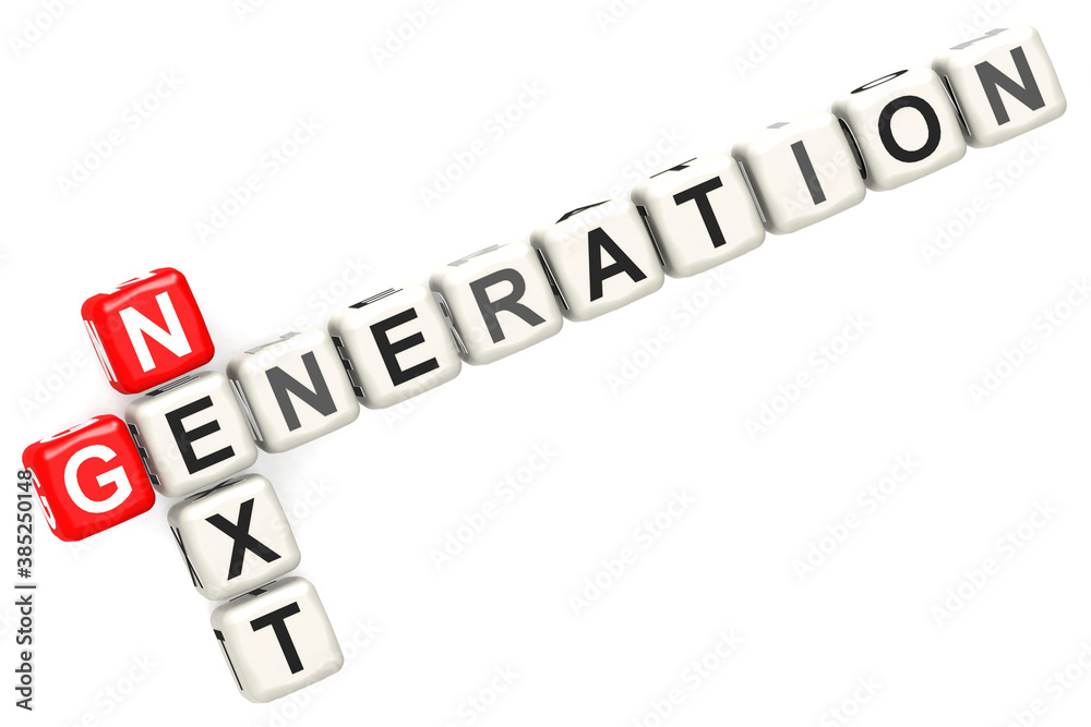 Next generation word concept on cube block isolated Next generation word concept on cube block isolated